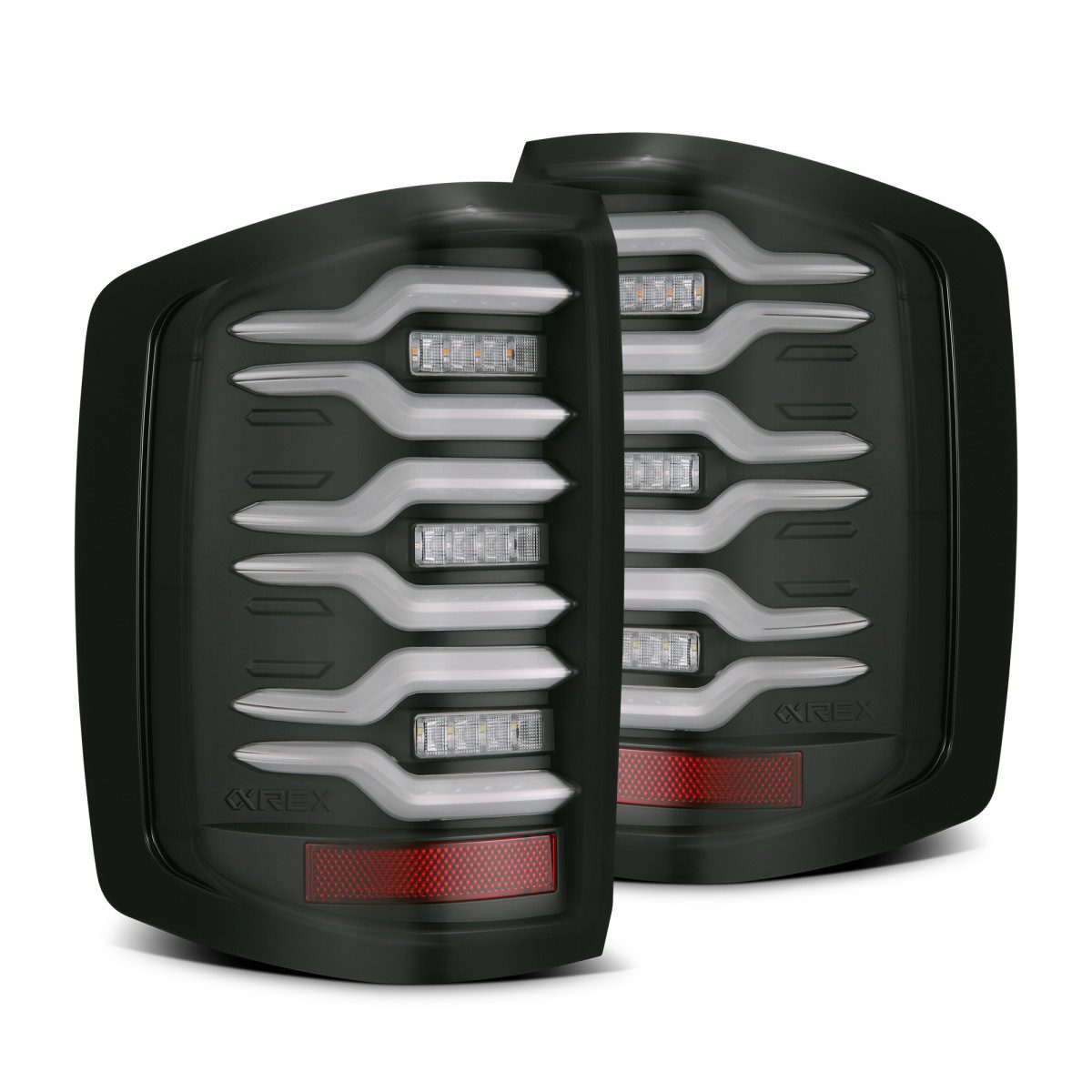 14-18 Chevrolet Silverado 1500 / 15-19 Silverado 2500HD 3500HD / 15-19 GMC Sierra 3500HD Dually LUXX Series Black LED Tail Lights - Upgrade for Enhanced Visibility & Style on Trucks