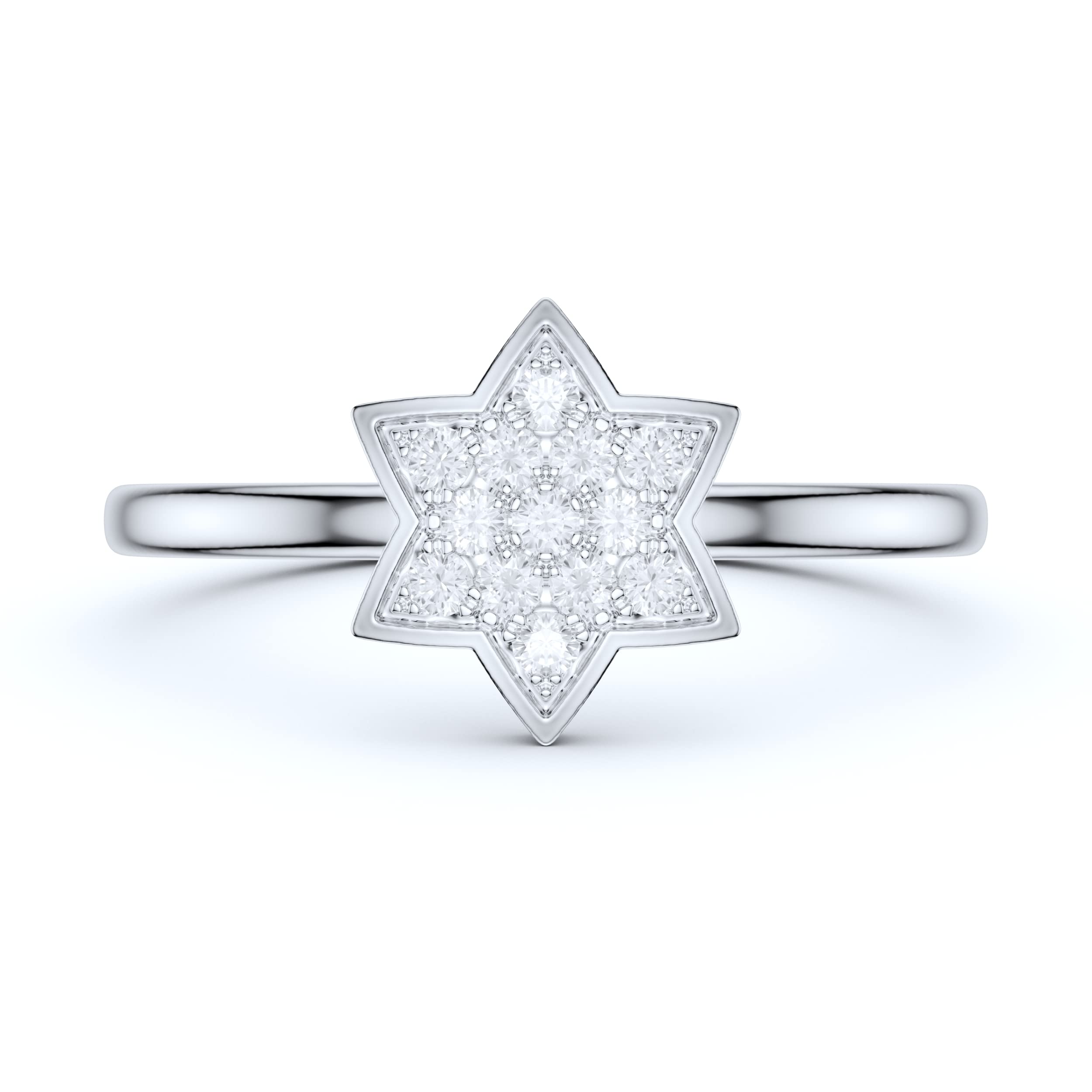 10K White Gold Five-Pointed Star Moissanite Engagement Ring - Promise Ring for Women, Simulated Diamond Alternative, Durable & Hypoallergenic Jewelry Gift for Anniversary, Valentine's Day or Proposal