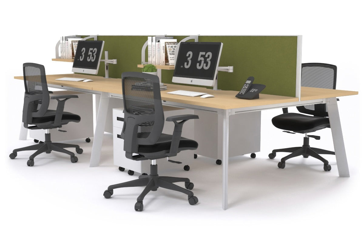 4-Person Workstation with White Frame - 1400L x 700W - Office Desk for Team Collaboration & Shared Workspace - Perfect for Open Offices, Coworking Spaces & Home Offices