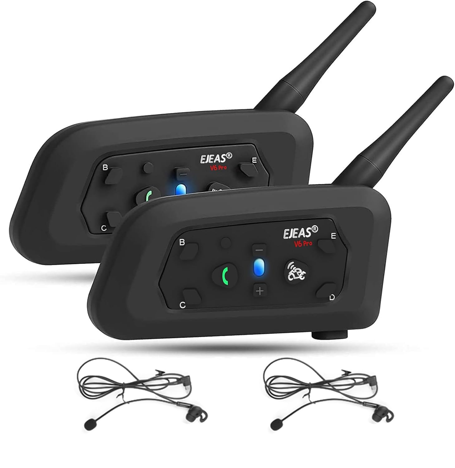 EJEAS V6C Referee Bluetooth Intercom Headset - 850mAh Full Duplex Wireless Communication System with 1200M Range, USB-C Charging - Ideal for Soccer, Hockey, Rugby Referees (2-Pack) | Perfect for Game Coordination, Team Communication & Sports Officiating