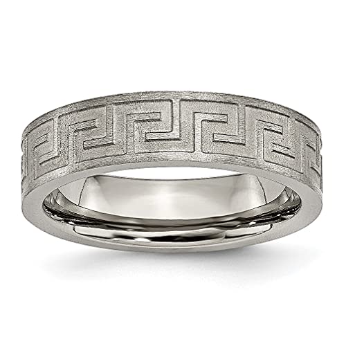 ICE CARATS Titanium Greek Key 6mm Band Ring - Elegant Wedding Jewelry for Women, Anniversary & Engagement Gift for Her - Perfect for Bridal, Prom & Special Occasions