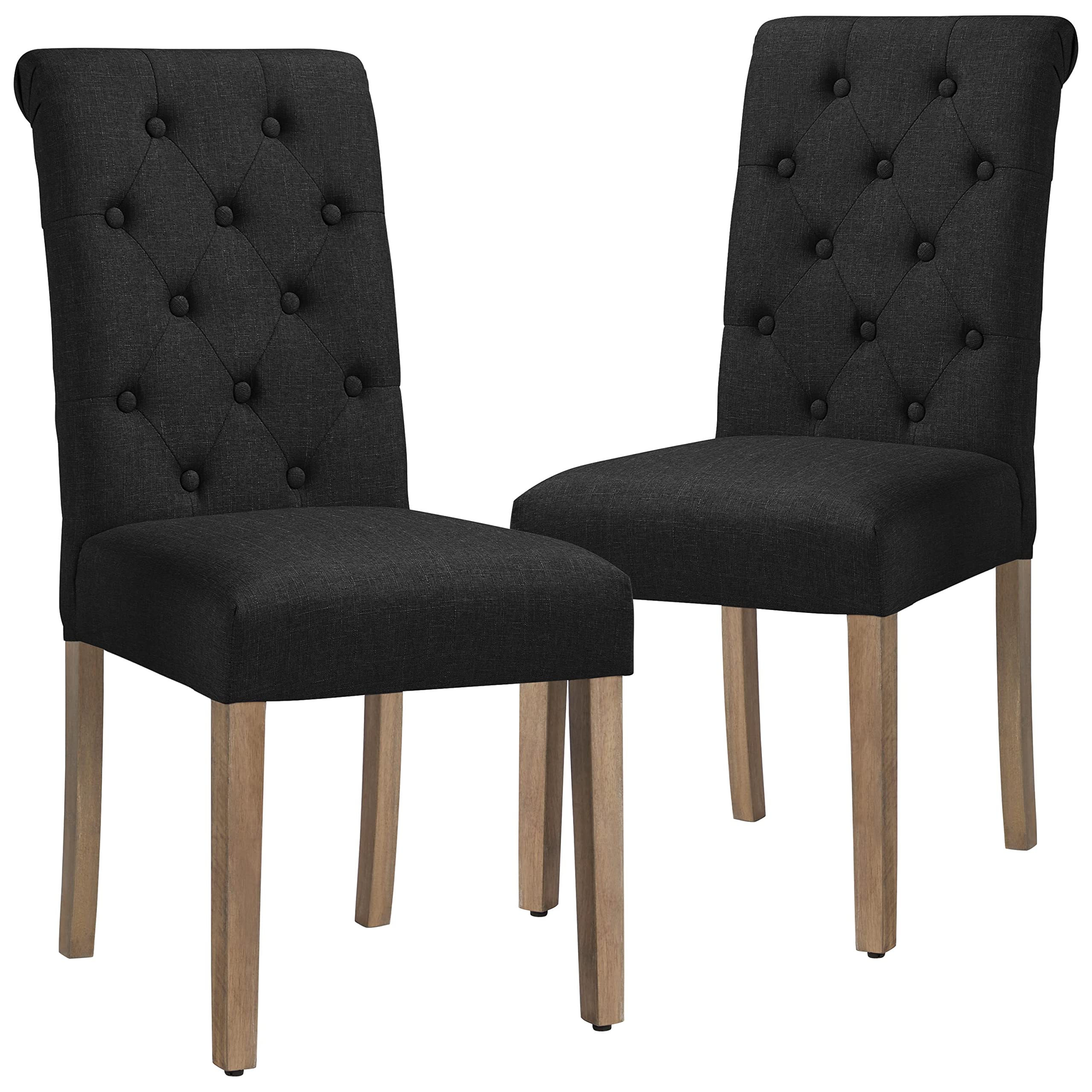Topeakmart 2-Pack Black High Back Padded Dining Chairs with Wooden Legs for Kitchen, Living Room & Restaurant - Comfortable Seating for Home & Commercial Use