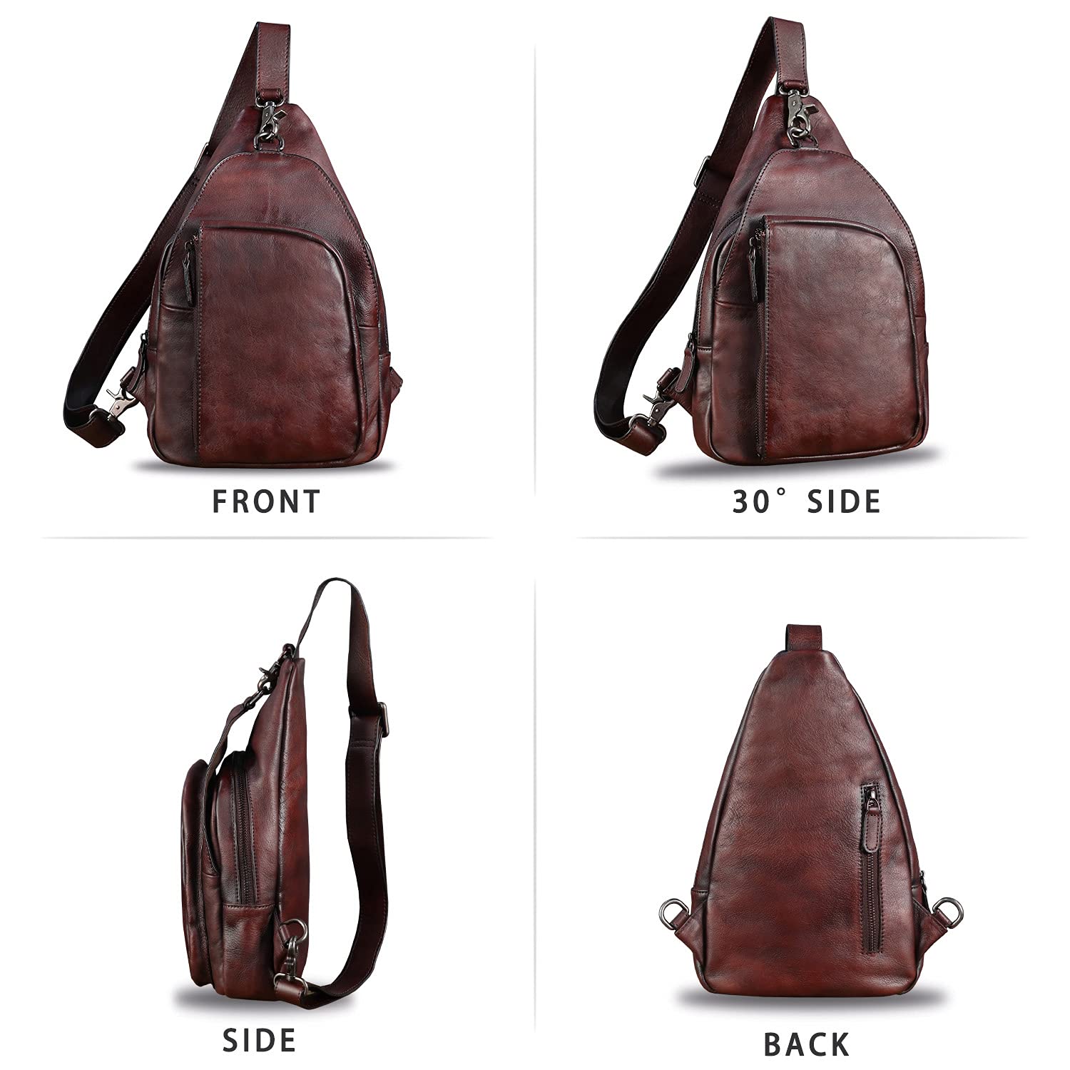 Genuine Leather Sling Bag for Men & Women - Vintage Real Leather Crossbody Shoulder Backpack - Perfect for Travel, Hiking & Everyday Use