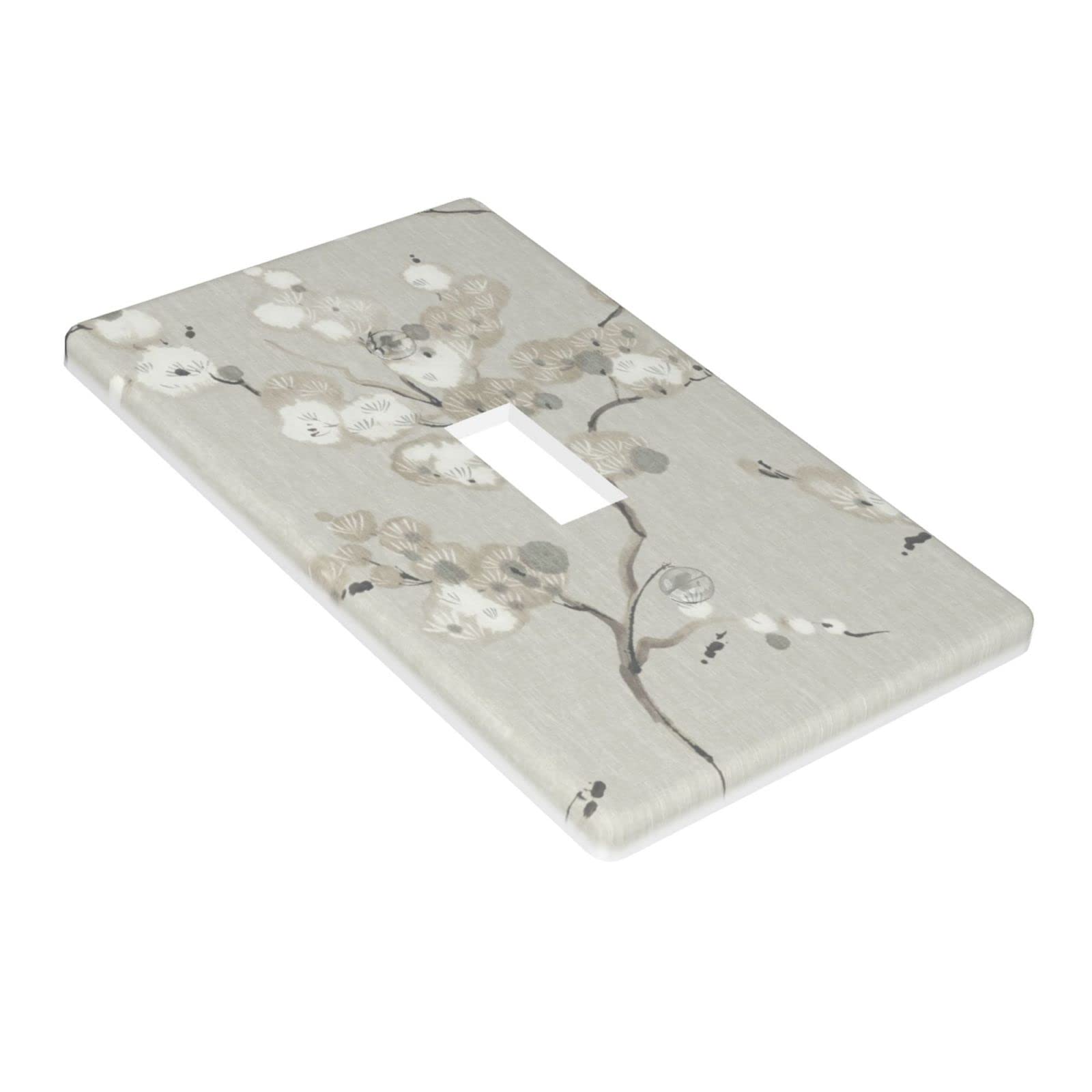 Decorative Taupe Floral Light Switch Cover - Single Toggle Wall Plate (4.5