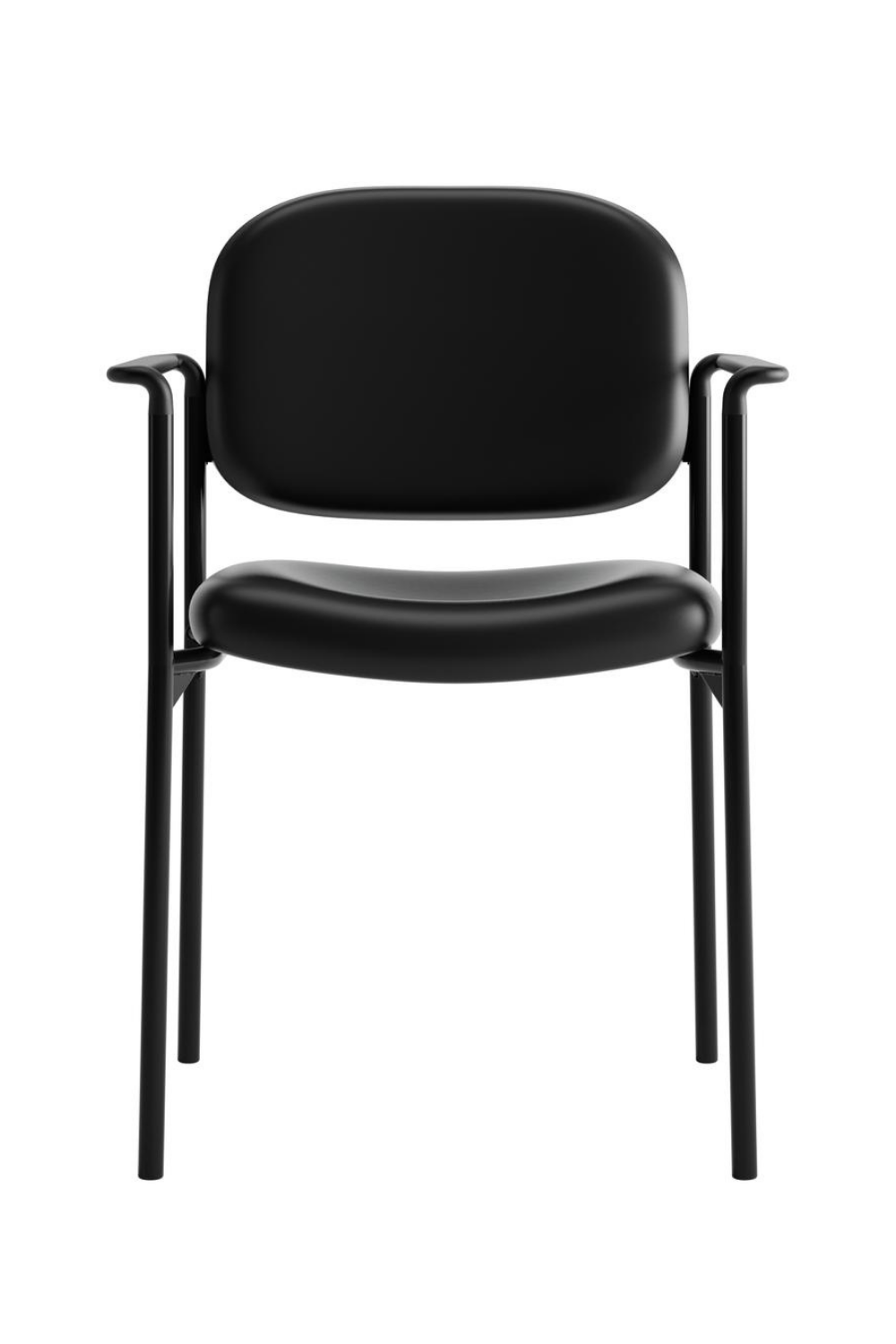 HON Scatter Stacking Black Bonded Leather Guest Chair with Fixed Arms - Comfortable Office Seating for Conference Rooms, Waiting Areas & Reception Spaces