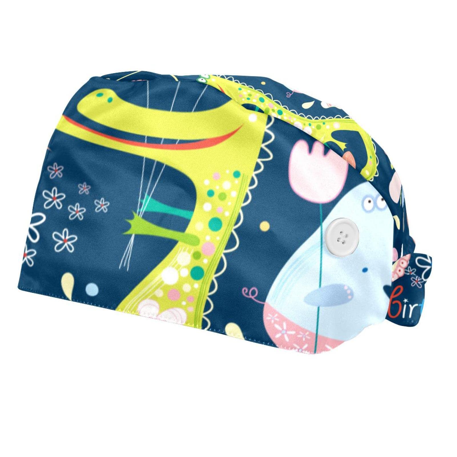 Adjustable Flying Owl Night Cap with Buttons & Sweatband - Unisex Bouffant Hat for Women & Men - Perfect for Night Shifts, Outdoor Work & Costume Parties