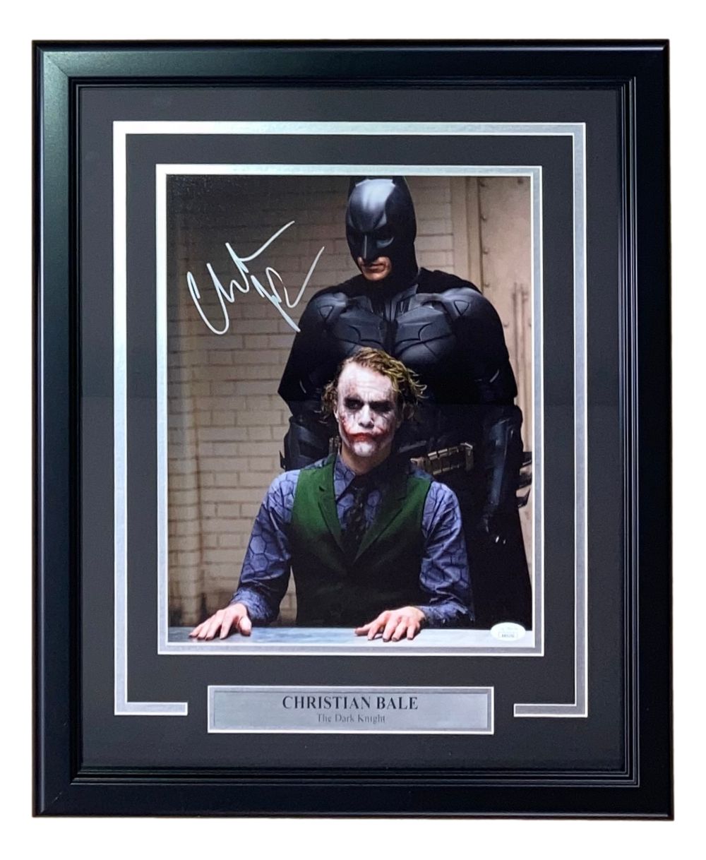 Authentic Christian Bale & Heath Ledger Signed The Dark Knight 11x14 Framed Photo with JSA Certificate - Perfect for Movie Memorabilia Collectors & Batman Fans Home Theater Decor