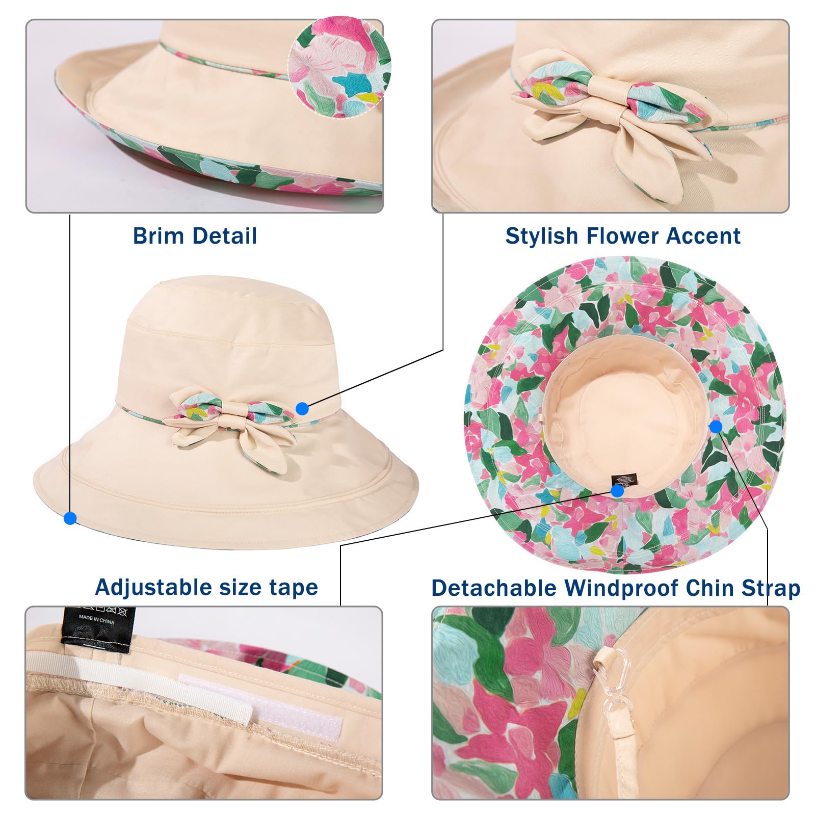 UPF 50+ Women's Sun Hat with Wide Brim & Neck Flap - Breathable Cotton Summer Hat for Gardening, Safari, Beach & Outdoor Activities - Adjustable & Packable Travel Hat for Women