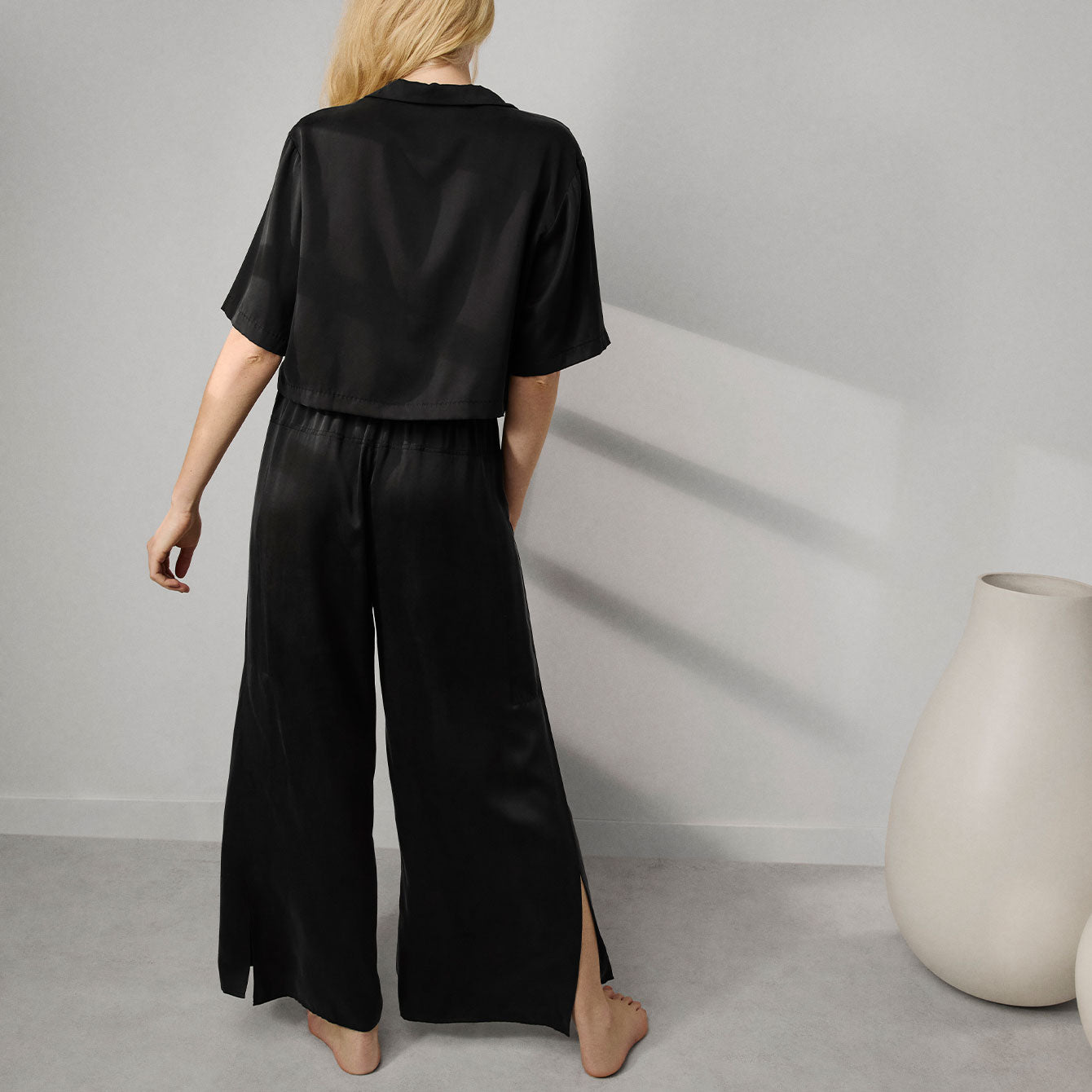 Luxury Washable Silk High Rise Pant Set for Women - Comfortable & Elegant Lounge Wear for Home, Office, and Travel