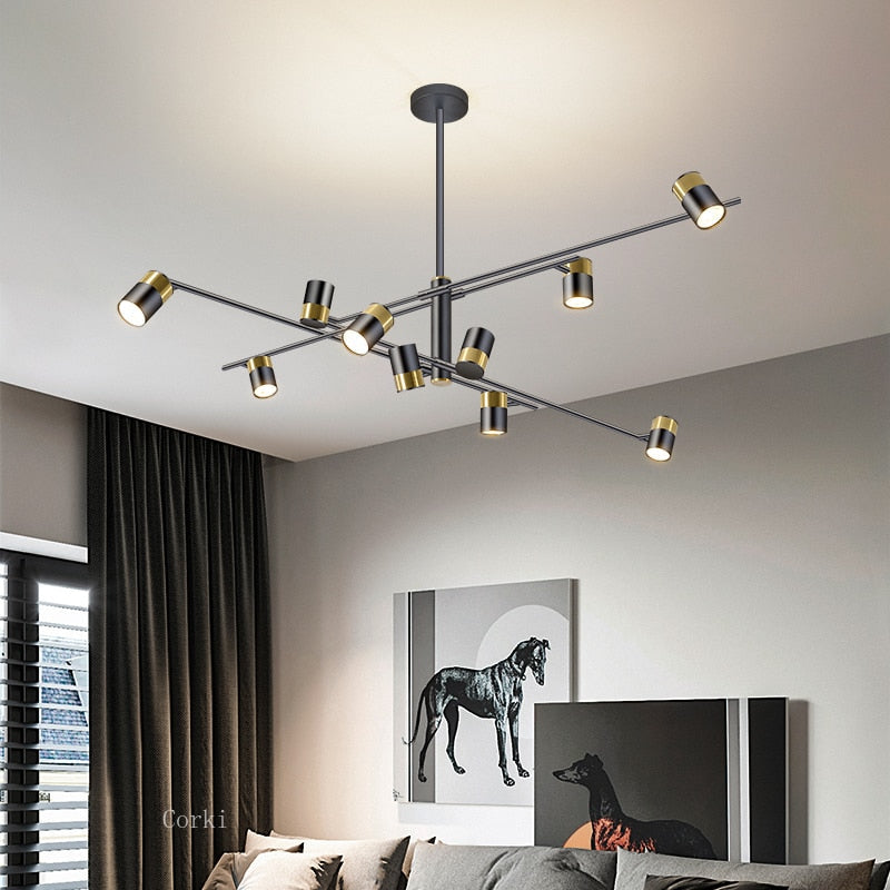 Lynx Design Rotatable Sputnik Chandelier - Modern Ceiling Light Fixture for Living Room, Dining Room & Bedroom Decor