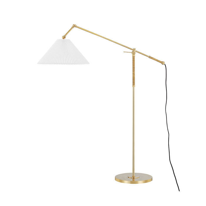 Vintage Aged Brass Floor Lamp - Modern Industrial Hinton Floor Light for Living Room, Bedroom & Office - Adjustable Height & Warm Lighting