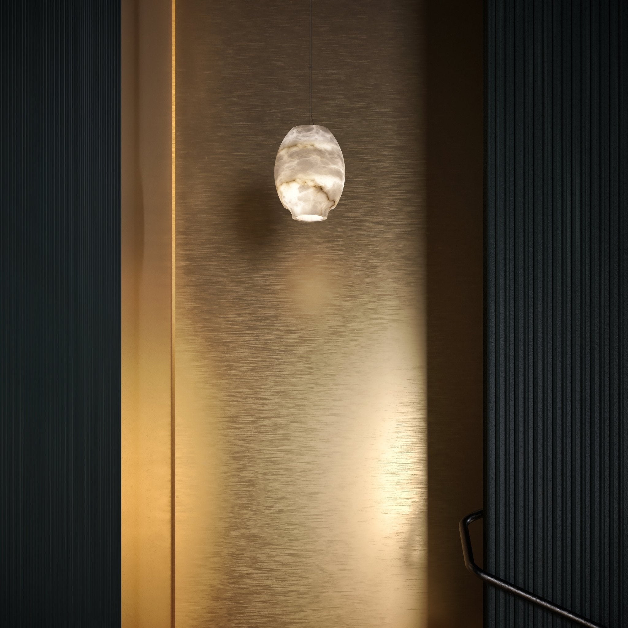 Elegant Camille Alabaster Pendant Light - Modern Minimalist Ceiling Lamp for Living Room, Bedroom & Dining Room - Natural Stone Lighting Fixture