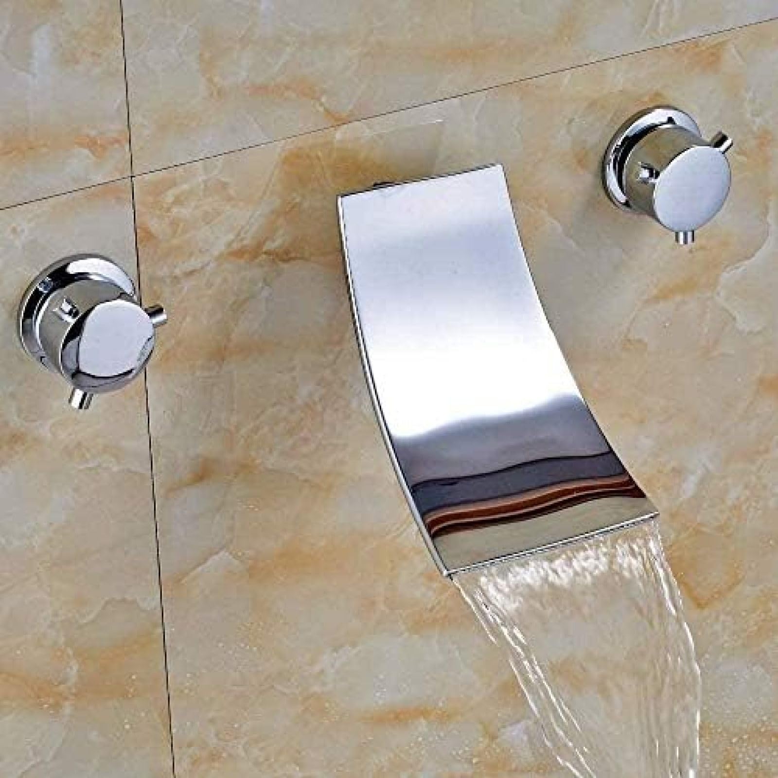 CRJUS Modern Kitchen Faucet with Waterfall Spout - Chrome Finish, Ceramic Valve Mixer Tap for Sink - Perfect for Contemporary Kitchens & Bathroom Vanities
