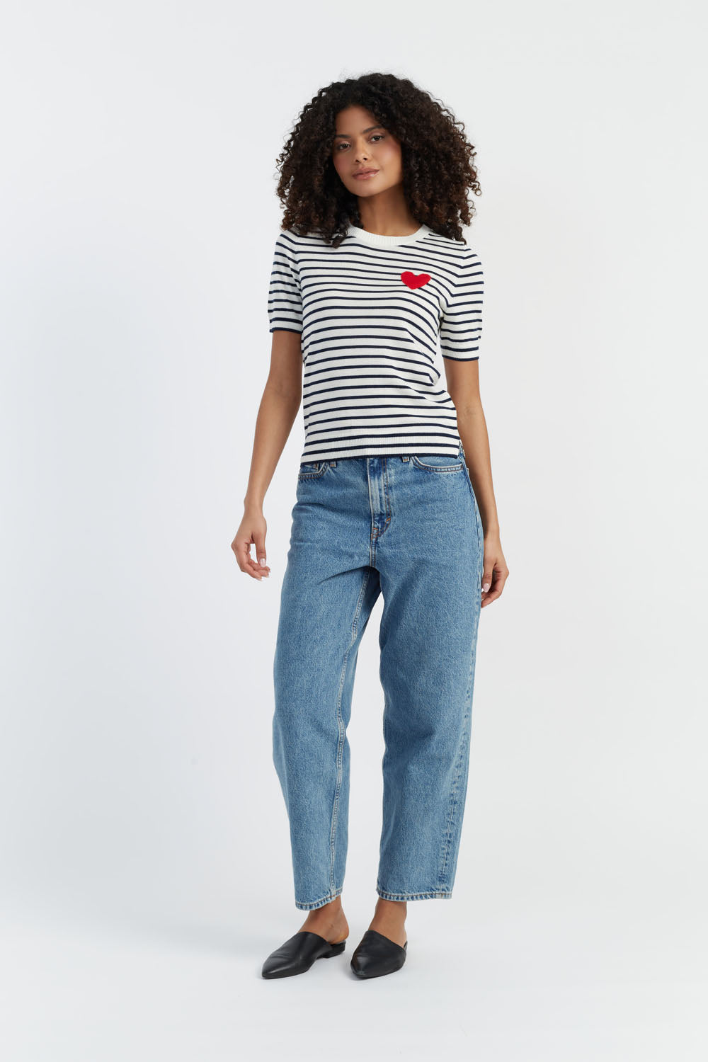 Premium Cream & Navy Merino Wool Heart Breton T-Shirt for Men & Women | Soft, Breathable & Comfortable | Perfect for Casual Wear, Layering & Cold Weather Outfits