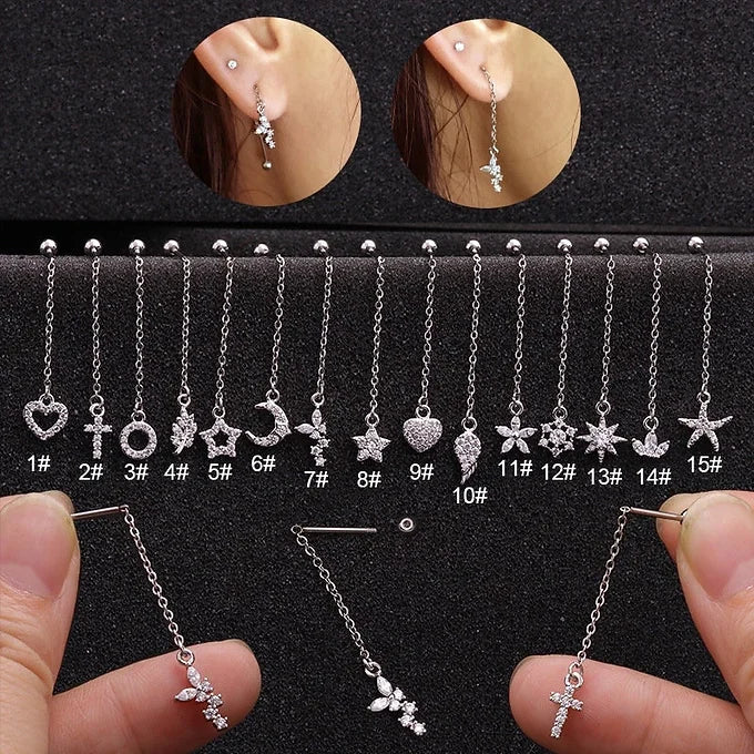 20G Starfish Dangle Stud Earrings for Second Hole Piercing | HSPJ1925 | Perfect for Cartilage, Helix, and Lobe Piercings