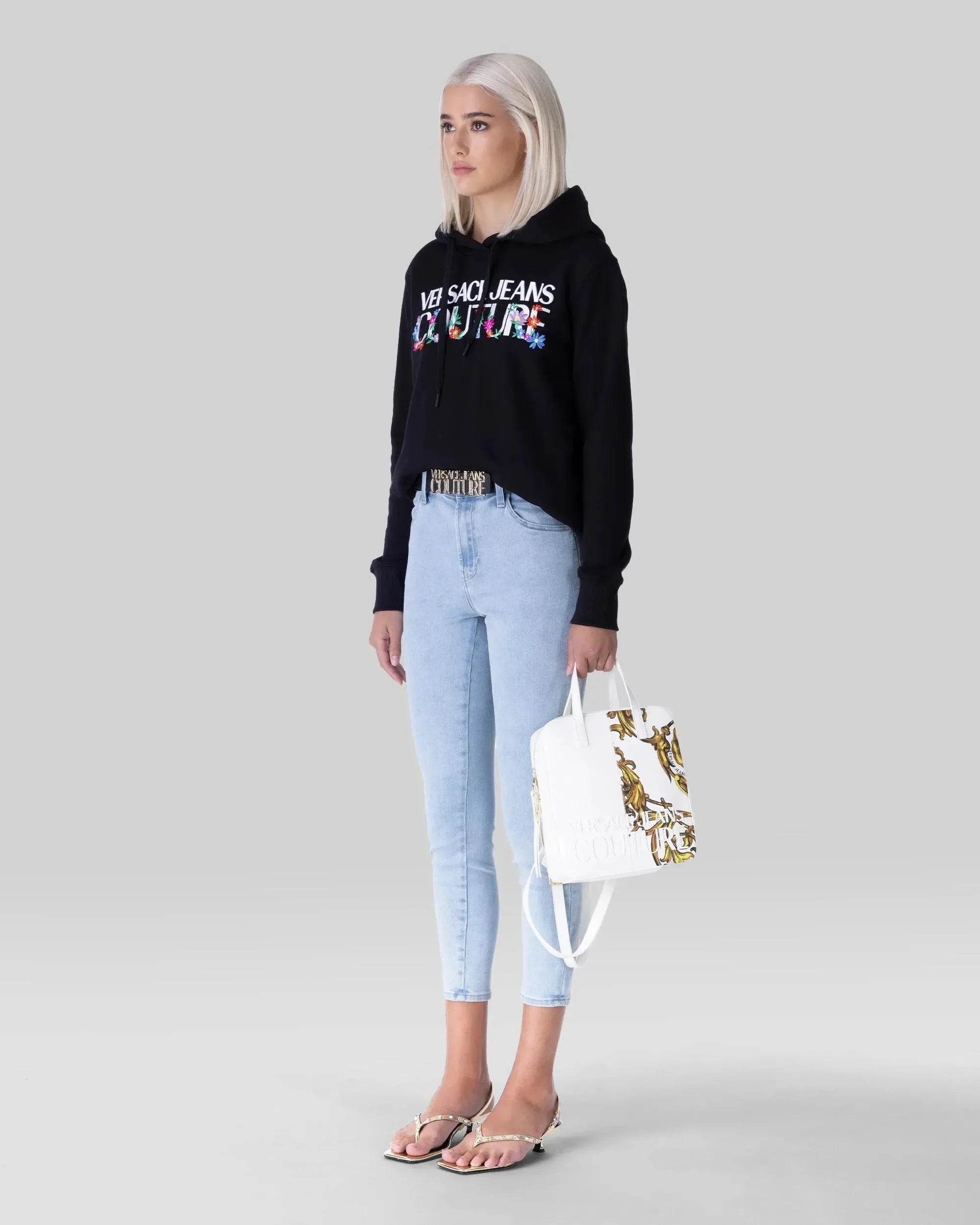 Floral Embroidered Logo Hoodie for Women - Soft Cotton Pullover Sweatshirt with Stylish Floral Design, Perfect for Casual Outfits, Streetwear and Spring Fashion