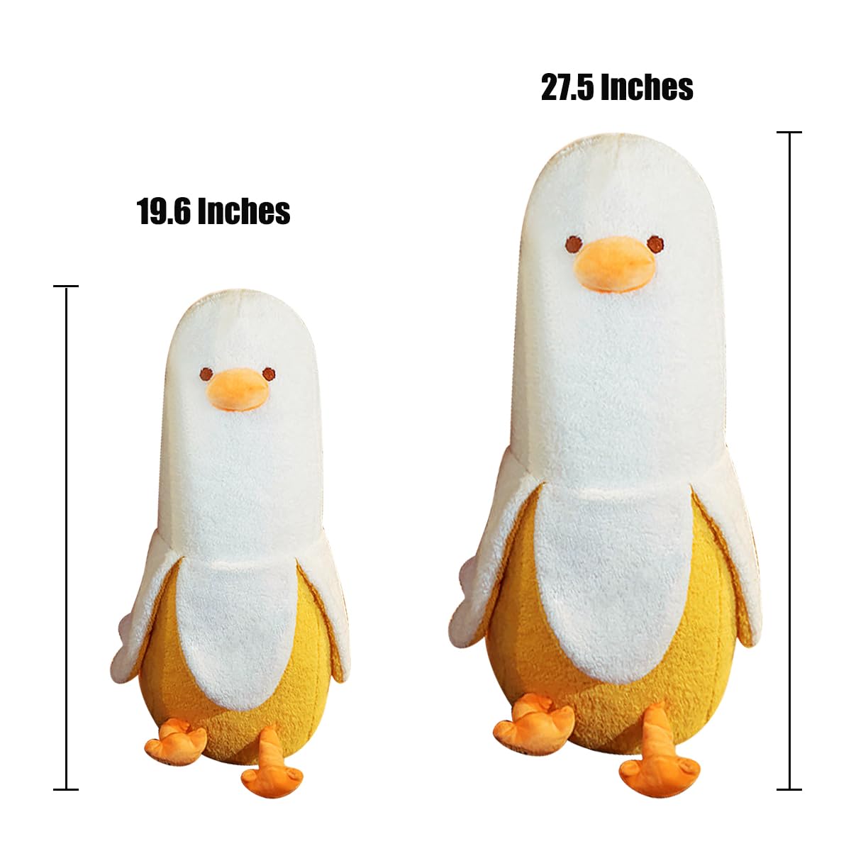 FIONOUT Banana Duck Plush Toy - Soft Cute Stuffed Animal for Kids, Funny Pillow Friend (White, 19.6 Inches) - Perfect for Bedroom Decor, Birthday Gifts & Cuddling