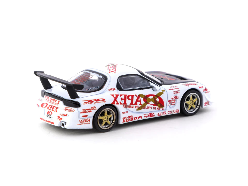 Tarmac Works 1:64 Scale Mazda RX-7 FD3S Vertex A'PEX D1 Project Diecast Model Car - Collectible Toy for Display, Racing Enthusiasts & Japanese Car Fans