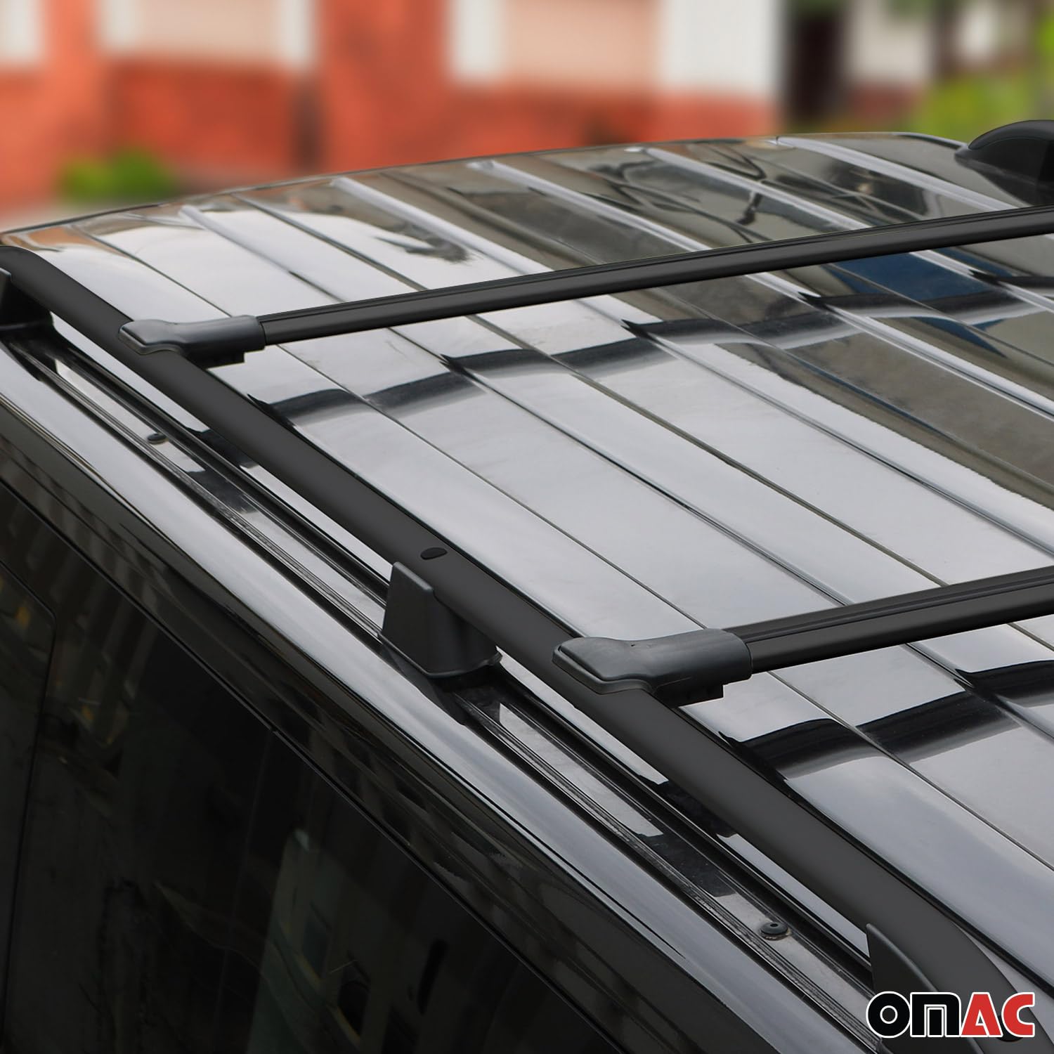 OMAC Black Roof Rack Rail Cross Bars Set (4-Piece) for RAM ProMaster City 2015-2022 - Heavy-Duty Cargo Carrier for Camping, Road Trips & Outdoor Adventures