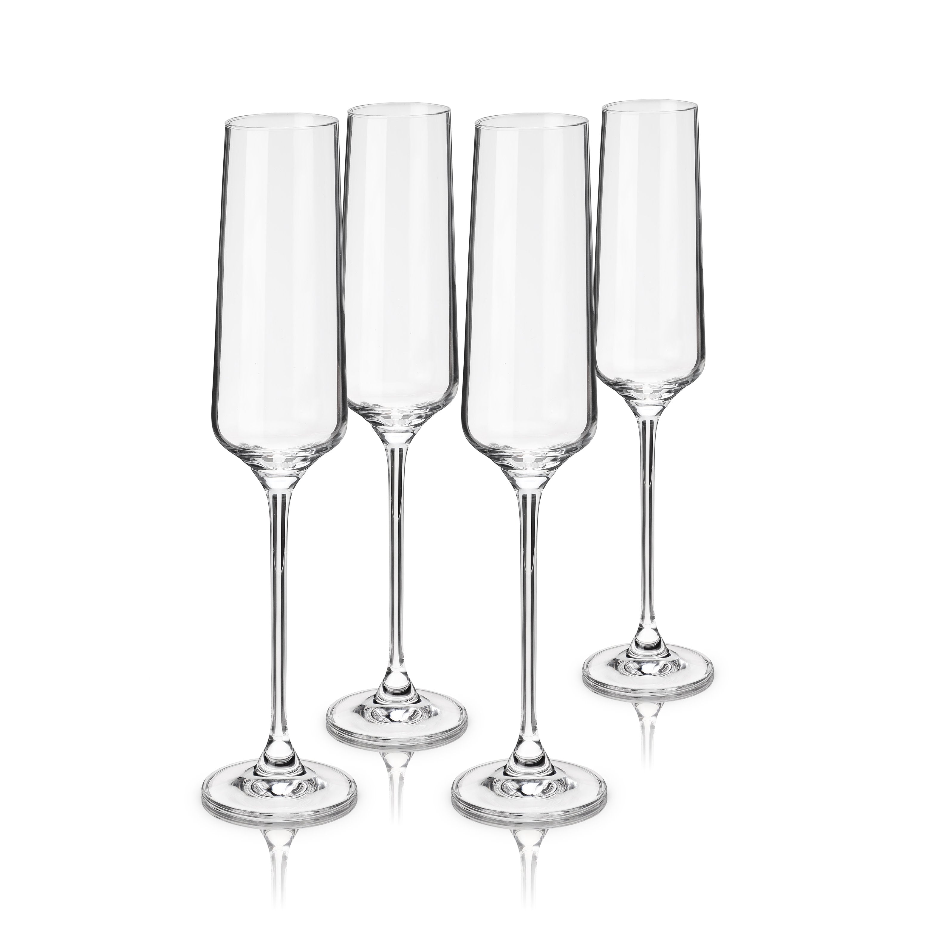 Premium Inez Crystal Champagne Flutes Set of 4 - Elegant Glassware for Weddings, Anniversaries & Special Celebrations