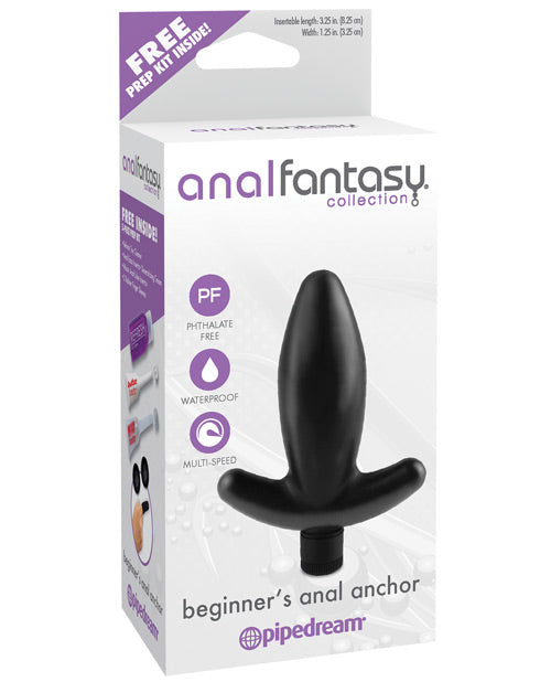 Anal Fantasy Collection - Beginner's Anal Anchor Vibrator, Waterproof, 3.25 Inch, Black - Perfect for Solo Play & Couples Exploration