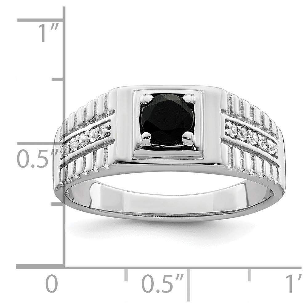 925 Sterling Silver Onyx & White Topaz Men's Ring - Elegant Fine Jewelry for Men, Perfect Gift for Him - Ideal for Weddings, Anniversaries & Special Occasions