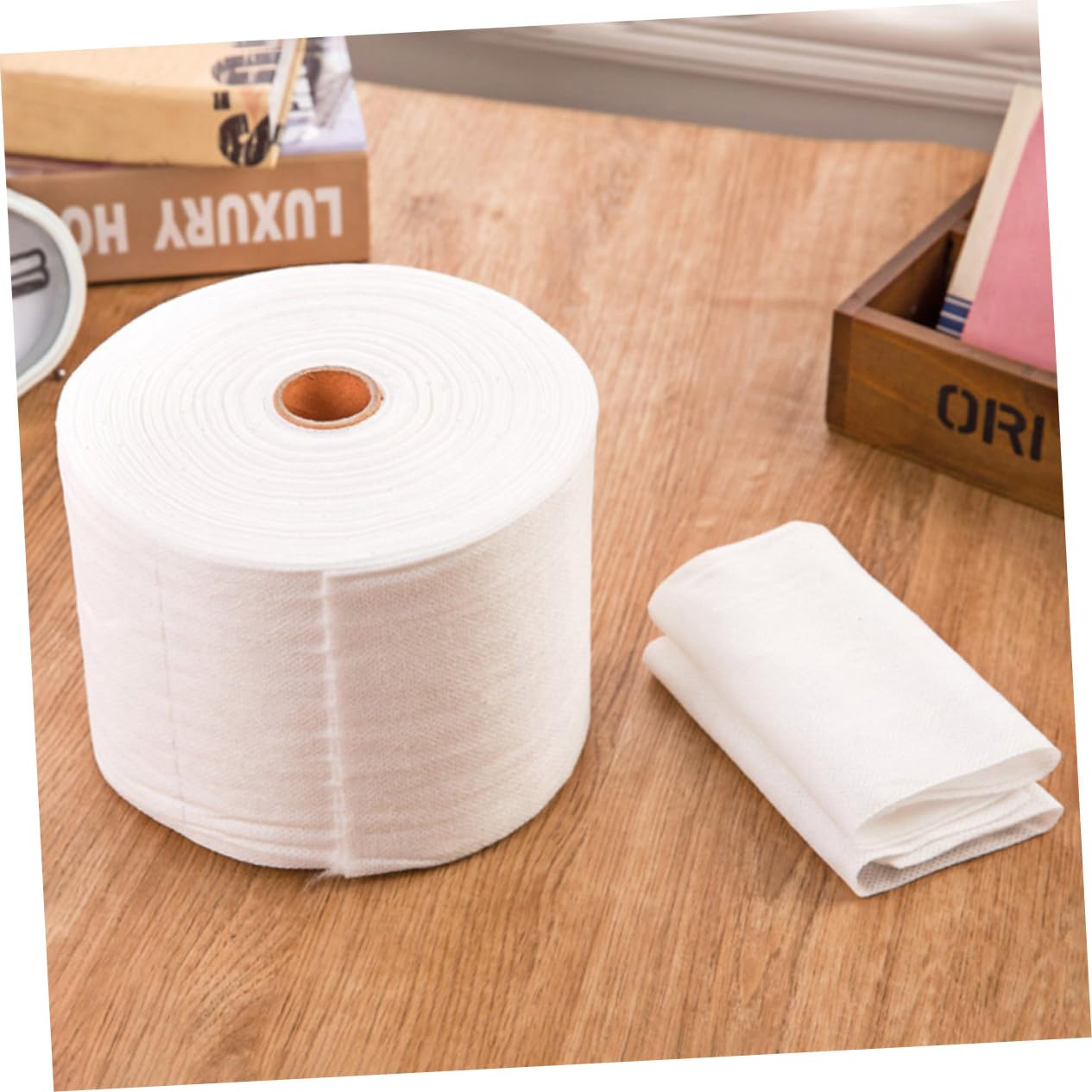 6 Rolls Face Towel Makeup Remover Wipes - Dry & Wet Cleansing Tissues for Gentle Skin Care - Perfect for Travel, Gym & Daily Makeup Removal (White)