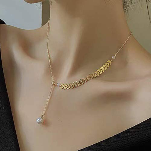 Pearl Drop Earrings and Necklace Set for Women - Gold Bridal Jewelry Set with Wheat Chain, Dangle Earrings & Bracelet - June Birthstone Gift for Wedding, Christmas, Birthday - Perfect for Bridal Party, Anniversary, and Special Occasions