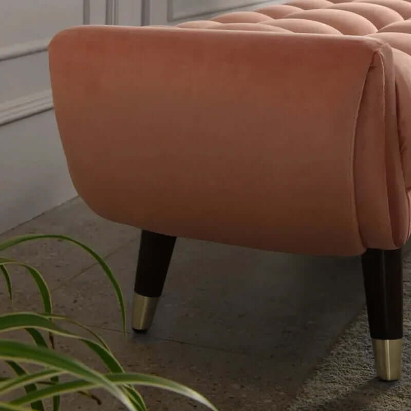 Modern Pink Velvet Upholstered Entryway Bench & Ottoman - Perfect for Bedroom End of Bed, Hallway Seating, and Living Room Decor