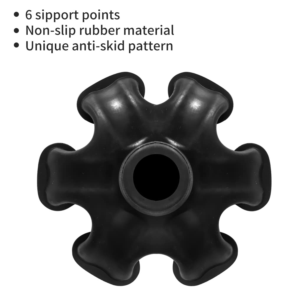 Heavy Duty 3/4 Inch Self-Standing Rubber Cane Tips - 6 Pack for Walking Canes, Walking Sticks & Folding Canes | Non-Slip Support for Seniors & Mobility Assistance | Indoor & Outdoor Use