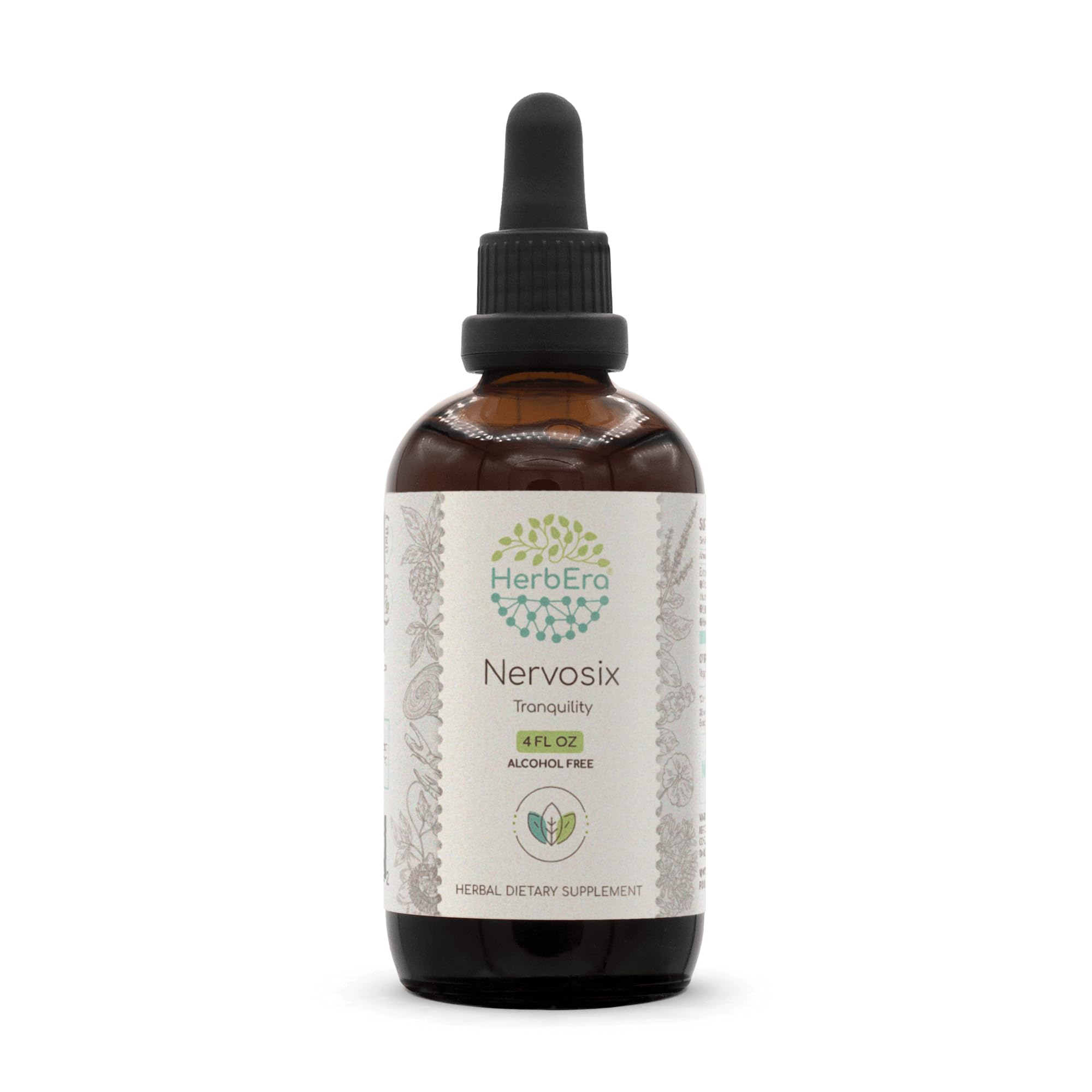 Nervosix B120 Alcohol-Free Herbal Extract Tincture - Stress Relief & Focus Support with Passionflower, Siberian Ginseng, Holy Basil, Reishi Mushroom, Rhodiola, Schisandra & Gotu Kola | 4 Fl Oz Liquid Drops | Perfect for Daily Relaxation & Mental Clarity