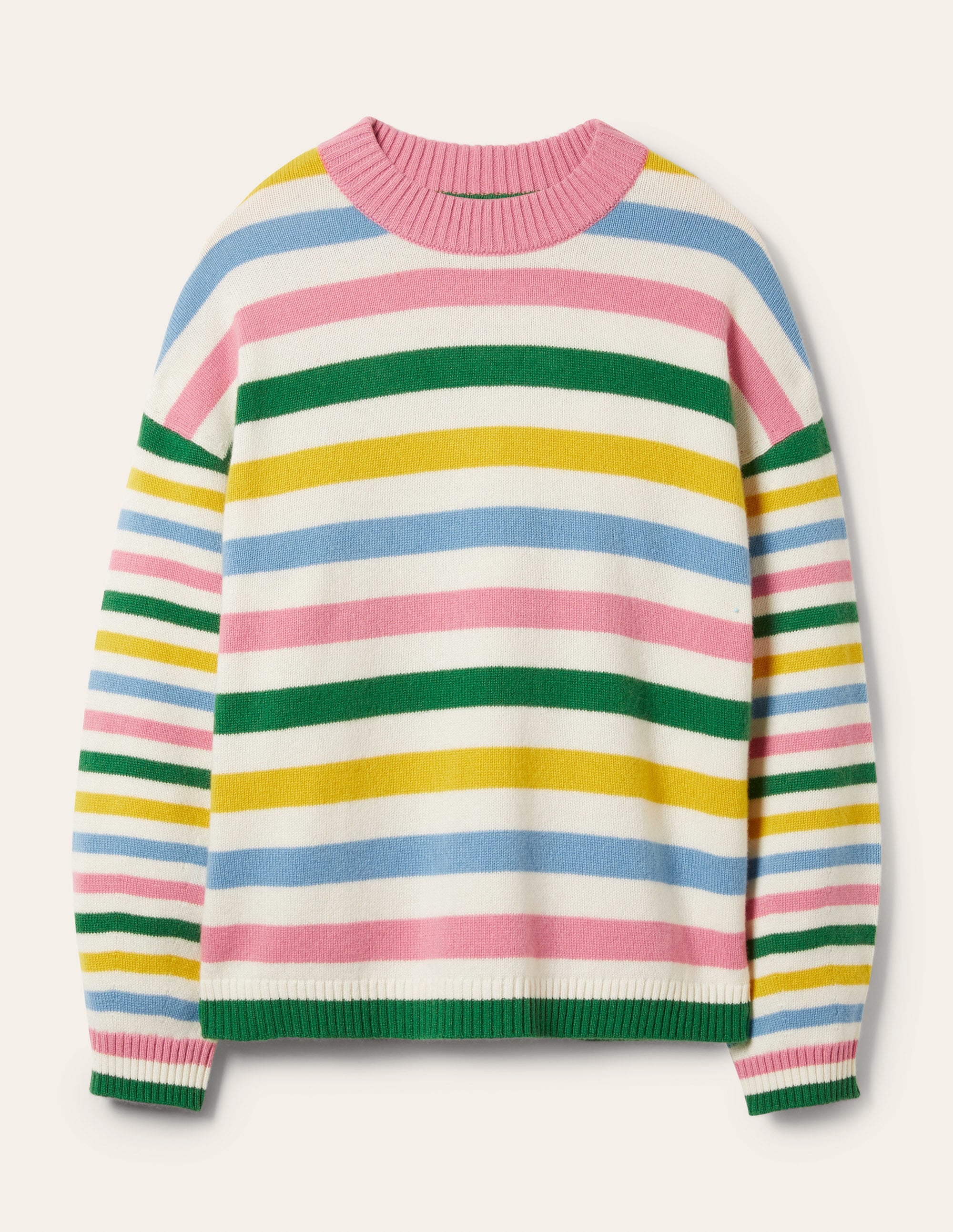 Bell Sleeve Cashmere Sweater Women's Morganite Pink Multi Stripe Knit Top - Perfect for Fall Winter Fashion, Office Wear & Casual Outfits