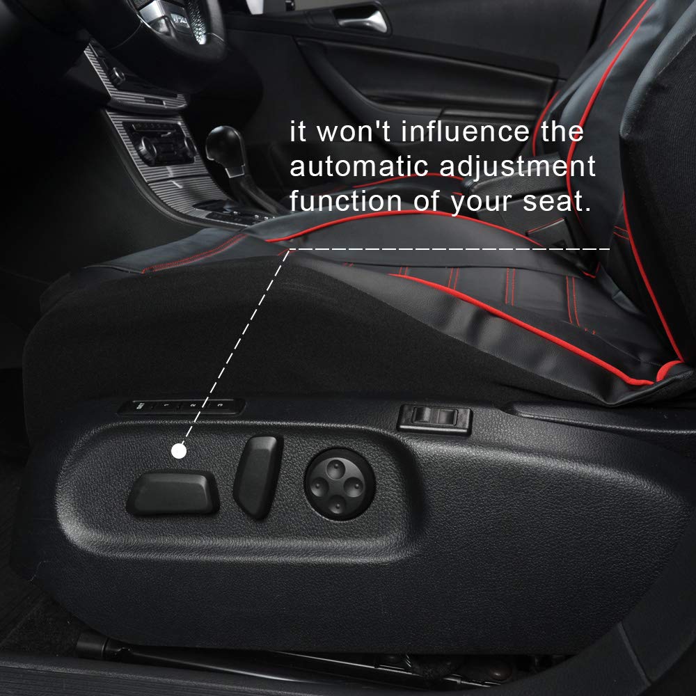Premium PU Leather Car Seat Covers - Universal Fit for Most Cars, Trucks & SUVs | High Back Bucket Design with Red Trim | 2-Piece Set for All Seasons | Perfect for Daily Commute, Road Trips & Vehicle Protection