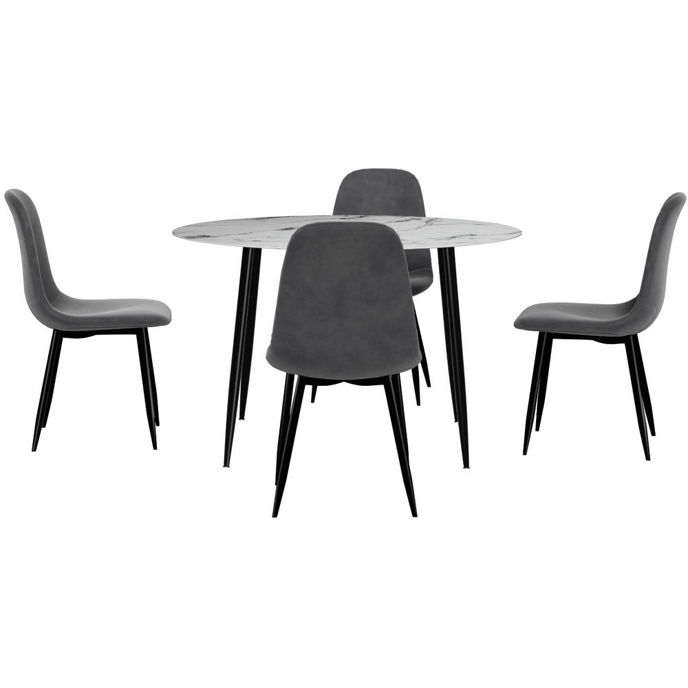 Artiss 5-Piece Dining Table Set with 4 Chairs - Modern Marble Grey Kitchen Table for Small Spaces | Perfect for Breakfast Nook, Apartment Dining, and Small Family Meals