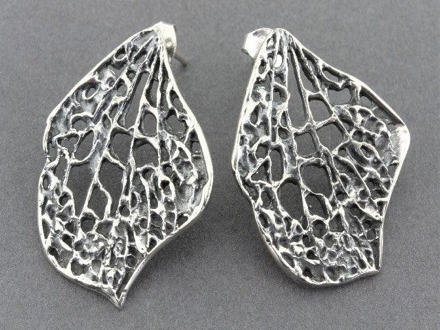 Oxidized Silver Petal Stud Earrings for Women - Elegant Floral Design for Everyday Wear & Special Occasions