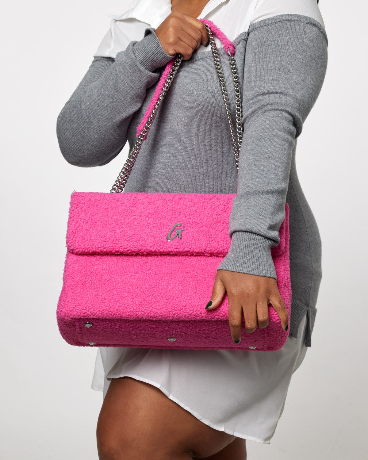 Large Teddy Flap Bag in Hot Pink - Cute Plush Crossbody Purse for Women & Girls, Perfect for Casual Outings, Shopping, and Travel Accessories