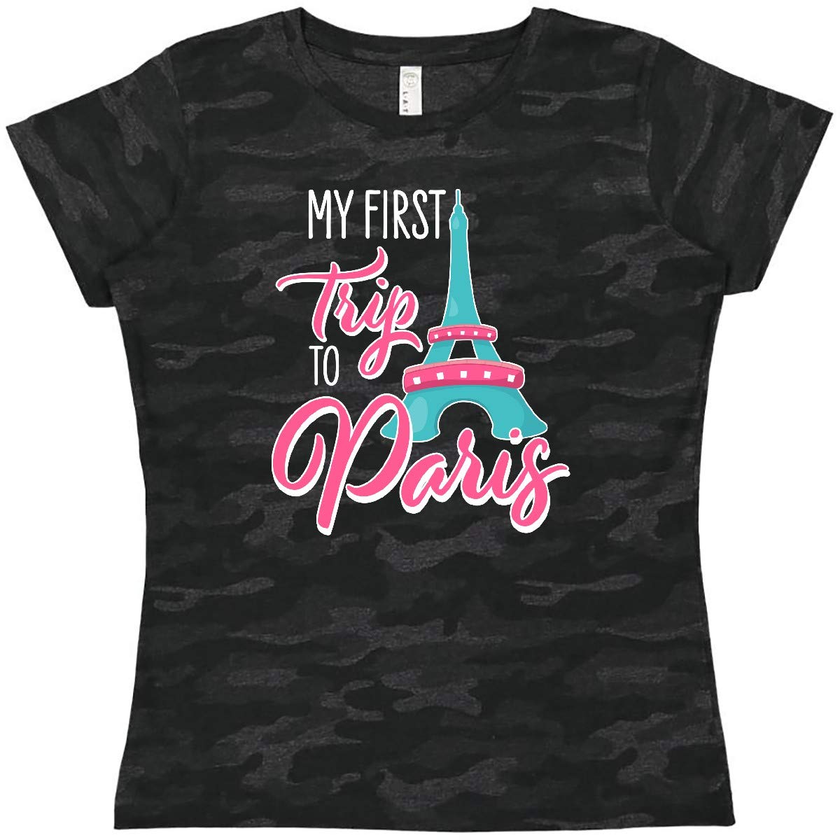 Inktastic My First Trip to Paris Women's T-Shirt - Vintage Travel Graphic Tee for Women - Comfortable Cotton Casual Shirt - Perfect for Travel, Vacation & Sightseeing