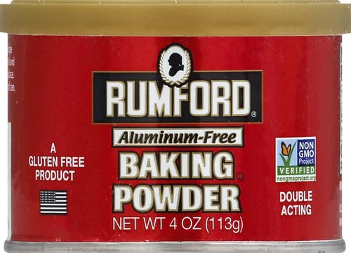 Rumford Double Acting Baking Powder, 4 oz - Aluminum-Free Baking Soda Substitute for Cakes, Cookies & Bread | Gluten-Free & Non-GMO