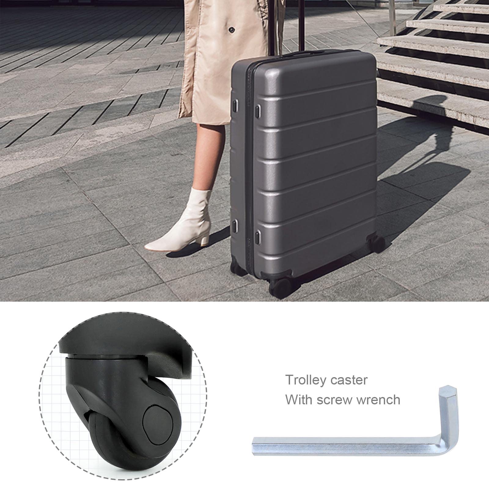 Micro Trader 2-Pair Luggage Suitcase Wheels Replacement Kit - 40mm OD - Durable Travel Luggage Repair Parts for Smooth Rolling - Perfect for Broken Suitcase Wheels Repair at Home or On The Go