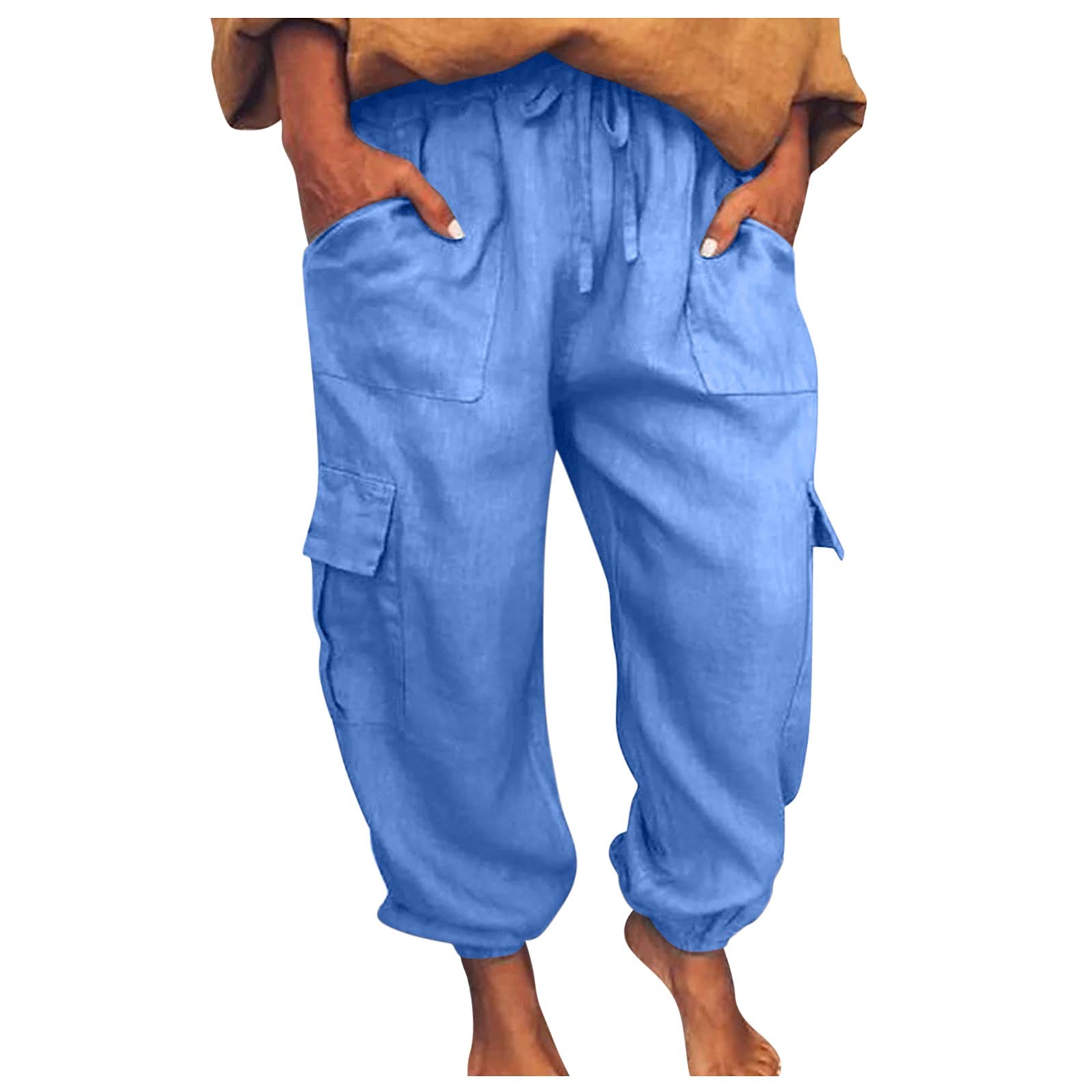 RIZI Women's Long Harem Pants - Elastic Waist Loose Fit Skinny Sweatpants with Pockets | Casual Fashion Trousers for Yoga, Lounge & Streetwear