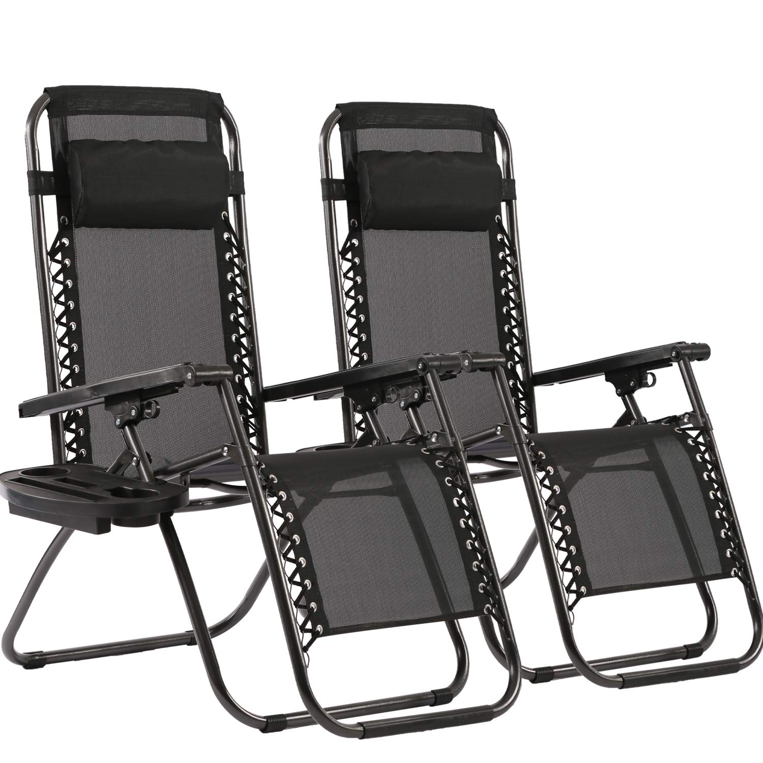 BMS Zero Gravity Recliner Chair - Adjustable Outdoor Lounge Chair with Padded Cushion, Heavy Duty Steel Frame - Perfect for Patio, Backyard, Poolside & Camping Relaxation (Black)