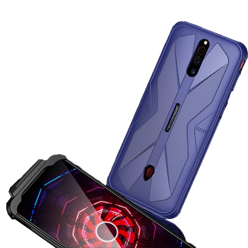 HOBETRE Shockproof Silicone Case for ZTE Nubia Red Magic 5S/5G - Carbon Fiber Design, Anti-Scratch Protection, Soft TPU Cover (Blue) - Perfect for Gaming, Travel & Daily Use