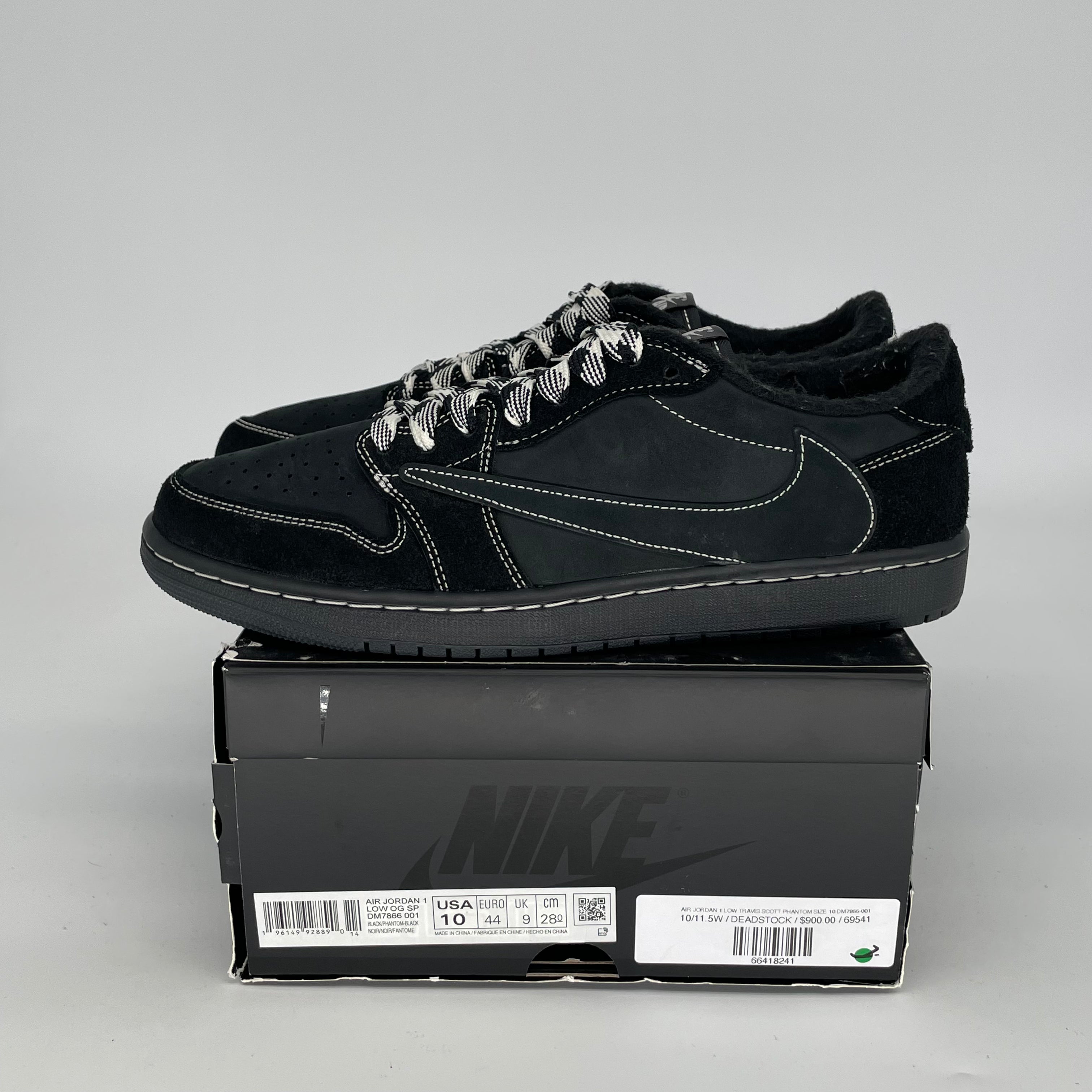 Air Jordan 1 Low Travis Scott Phantom Sneakers - Men's Size 10 & Women's Size 11.5 (DM7866-001) - Perfect for Streetwear & Sneaker Collectors