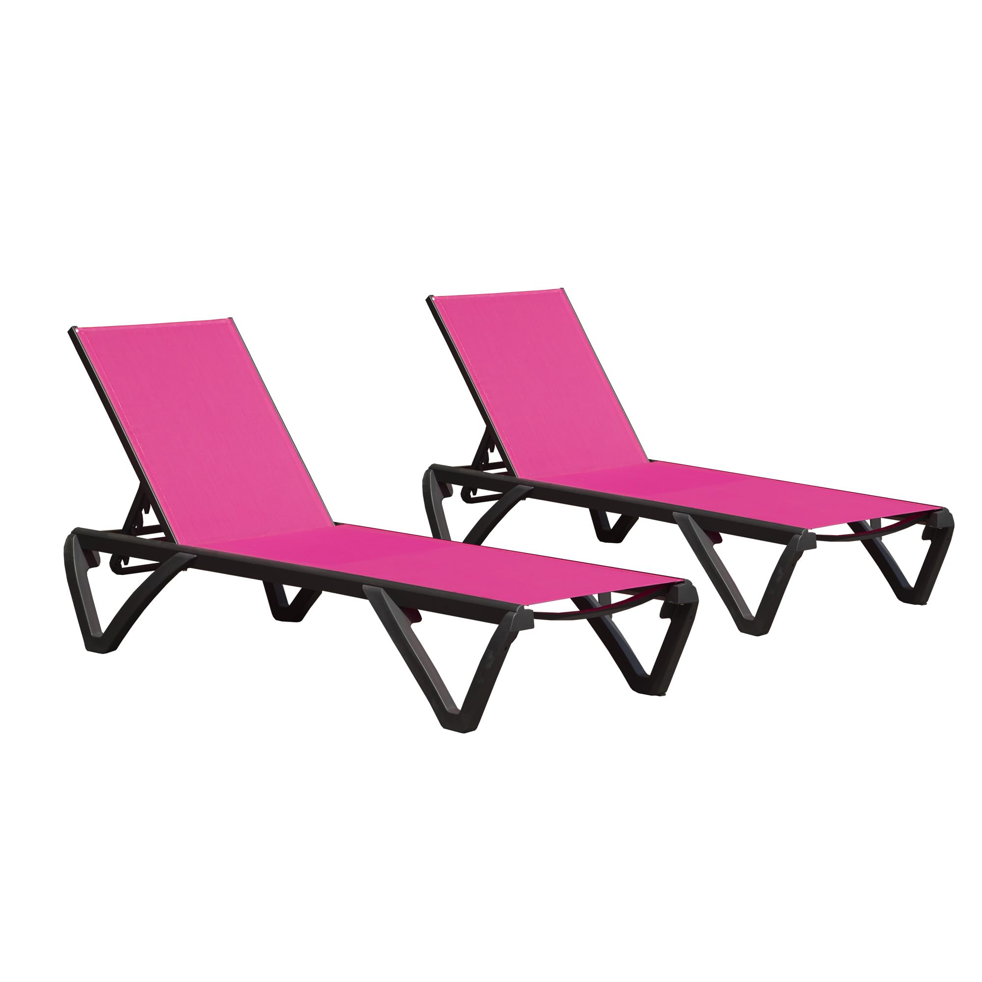 **Domi Pool Lounge Chairs Set of 2, Adjustable Aluminum Patio Chaise Lounge with Wheels - 5-Position Reclining, All-Weather Outdoor Furniture for Beach, Yard, Balcony & Poolside (Pink) - Perfect for Sunbathing, Relaxing & Outdoor Lounging**