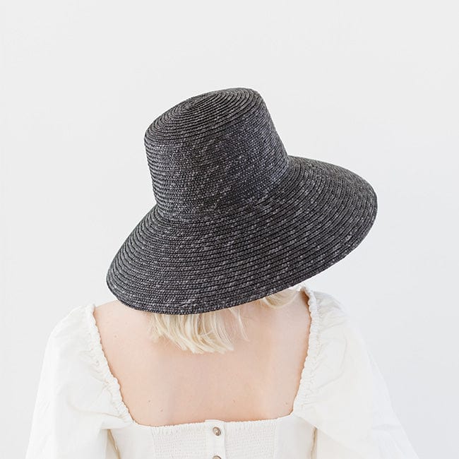 Jolie Boater Hat for Women - Classic Black Straw Hat with Brim, Summer Sun Hat for Beach, Garden, and Outdoor Activities