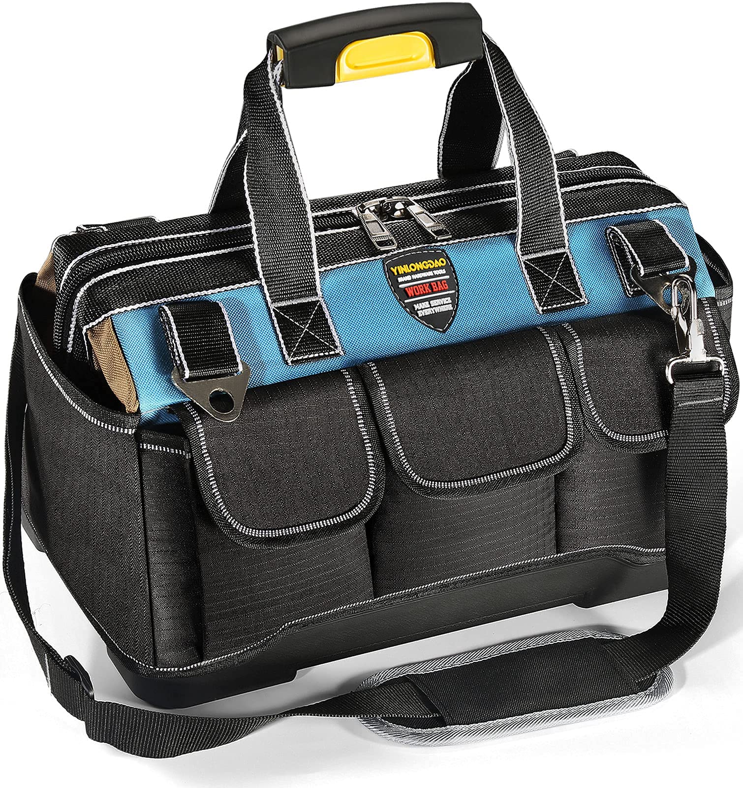 **16-Inch Waterproof Tool Bag for Men & Women - Heavy Duty Tool Organizer with 14 Pockets & Adjustable Shoulder Strap - Perfect for Electricians, Plumbers & DIY Projects**