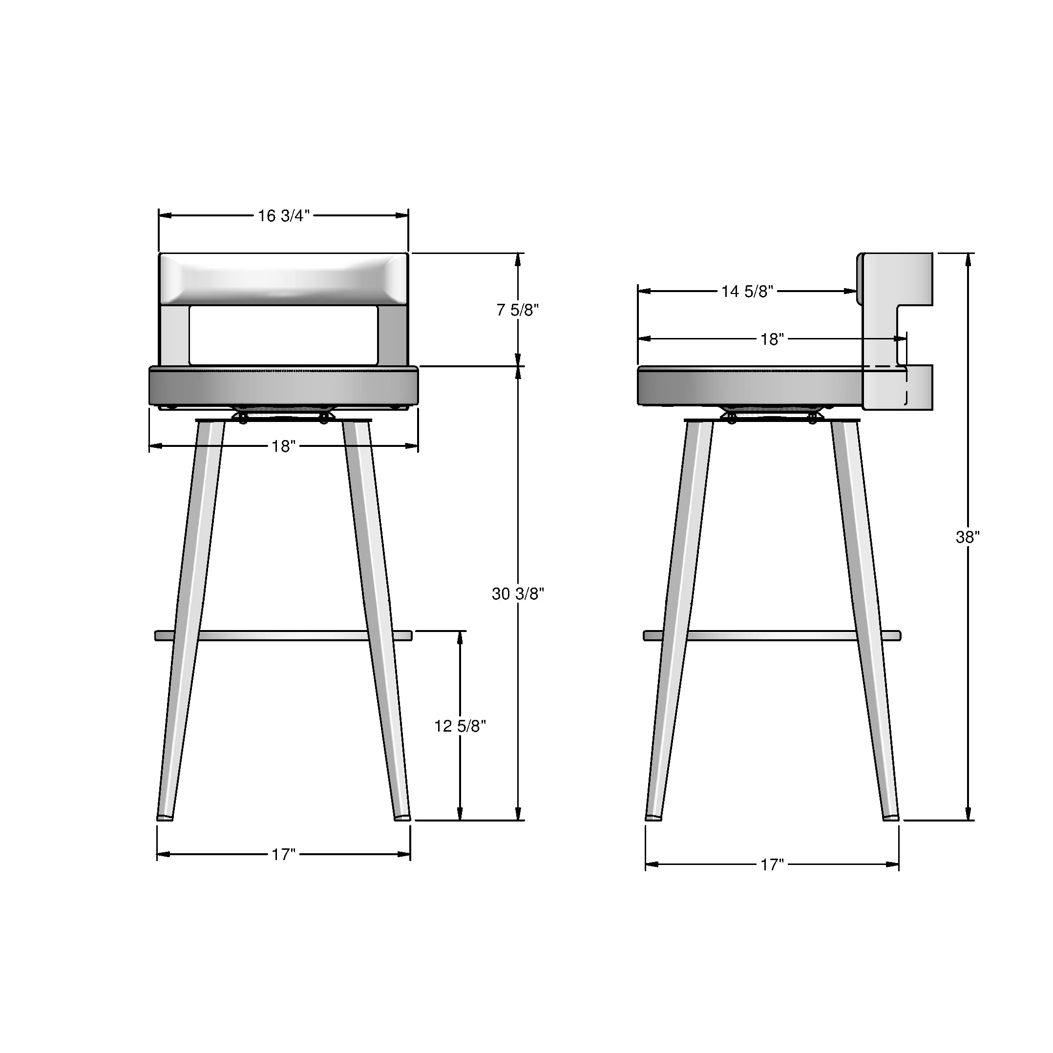 Amisco Paramont 30 Inch Swivel Bar Stool - Light Grey Polyester Fabric with Grey Metal Frame - Perfect for Kitchen Islands, Home Bars, and Breakfast Nooks
