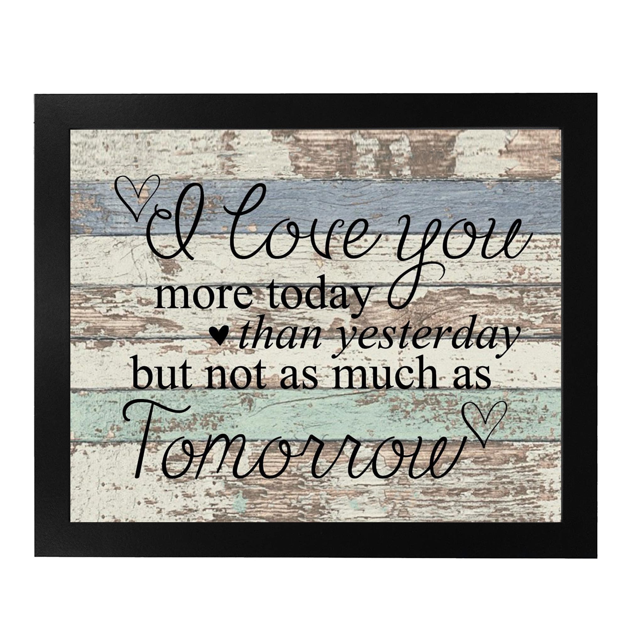 Rustic 'I Love You More Today' Distressed Wood Wall Art Print - 10x8
