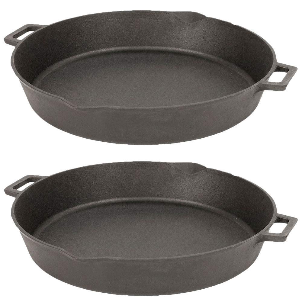 Bayou Classic 16 Inch Cast Iron Skillet & Dutch Oven - 2 Pack, Pre-Seasoned, Oven & Stovetop Safe for Camping, Grilling & Home Cooking - Black
