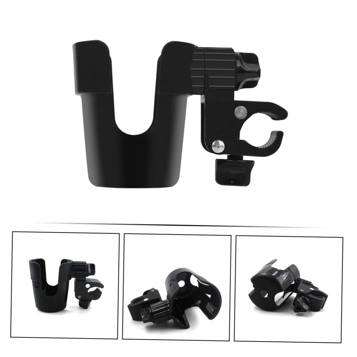 VICASKY Black Stroller & Bike Bottle Holder - Universal Drink Cup Holder for Strollers, Cruisers & Handlebars - Perfect for Cycling, Jogging & Outdoor Activities
